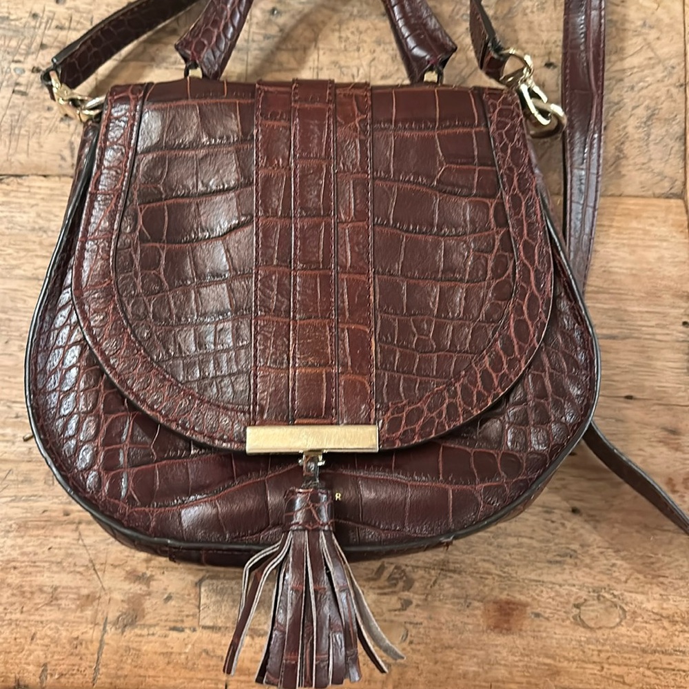 DeMellier Brown Croc-Embossed Crossbody Bag